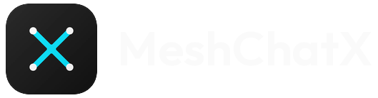 MeshChatX logo with text on dark 128px