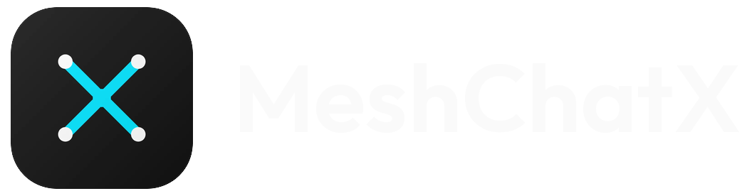 MeshChatX logo with text on dark 256px