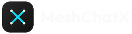 MeshChatX logo with text on dark 64px