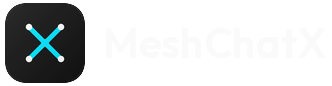 MeshChatX logo with text on dark 80px
