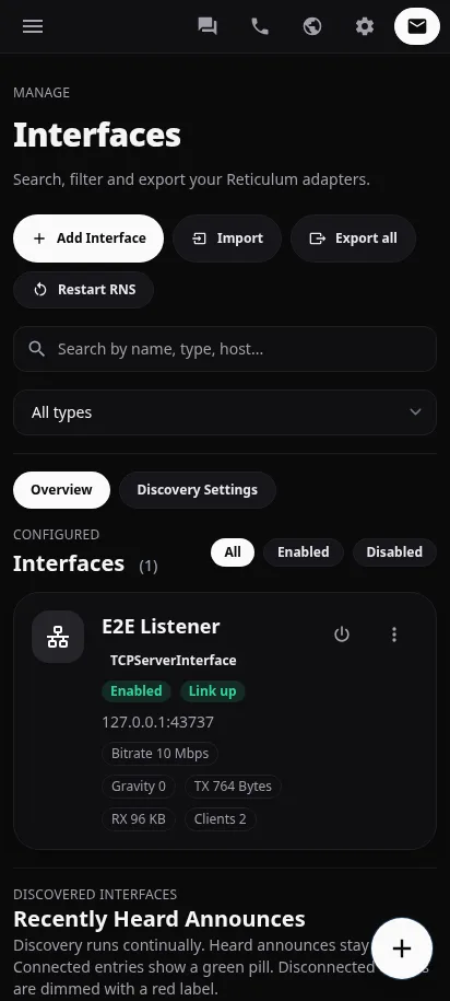 Screenshots Mobile interfaces