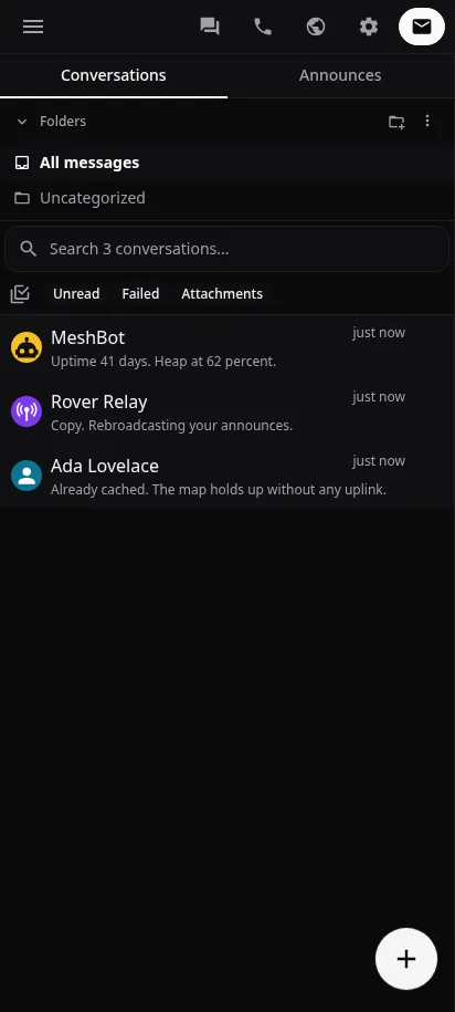 Screenshots Mobile messages